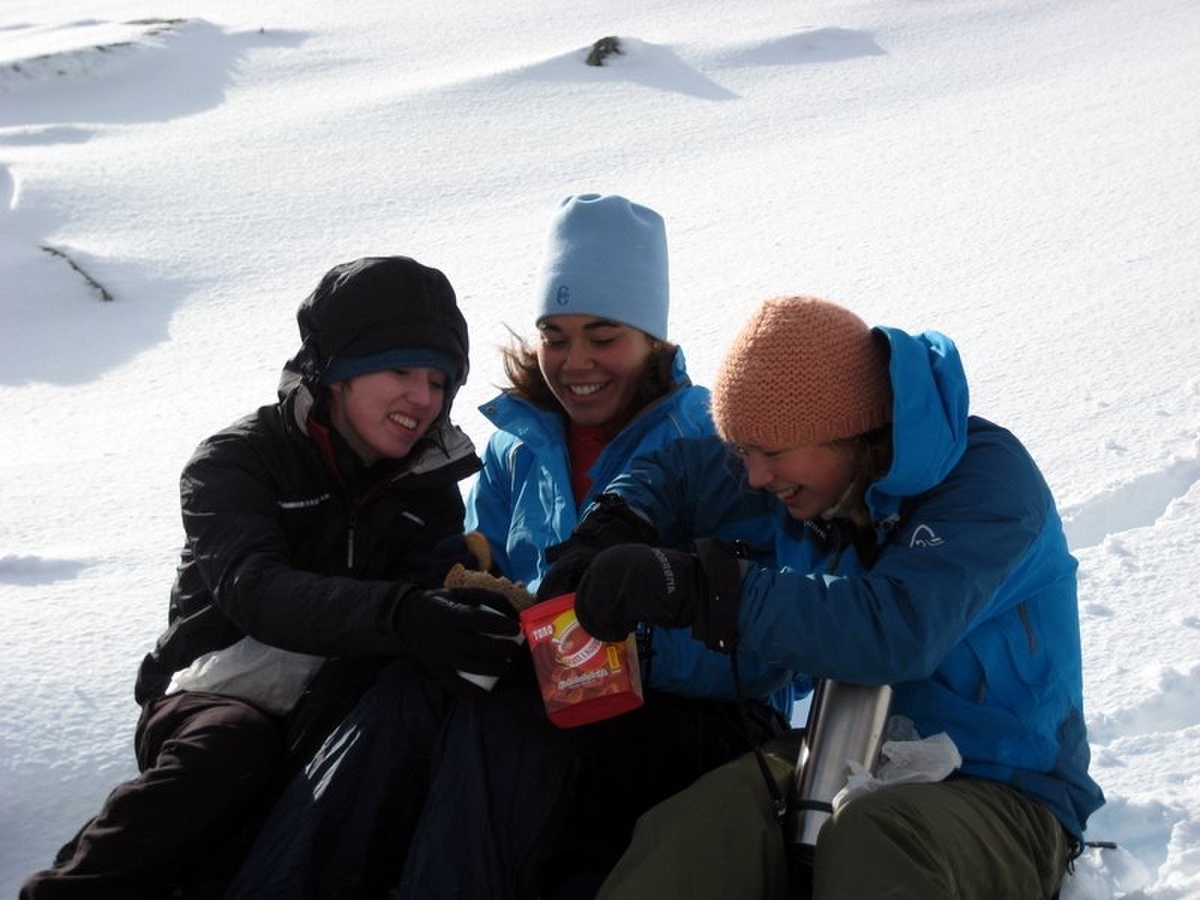 Even in the grandour of the mountains, such a simple thing as a box of cocoa can inspire great joy.